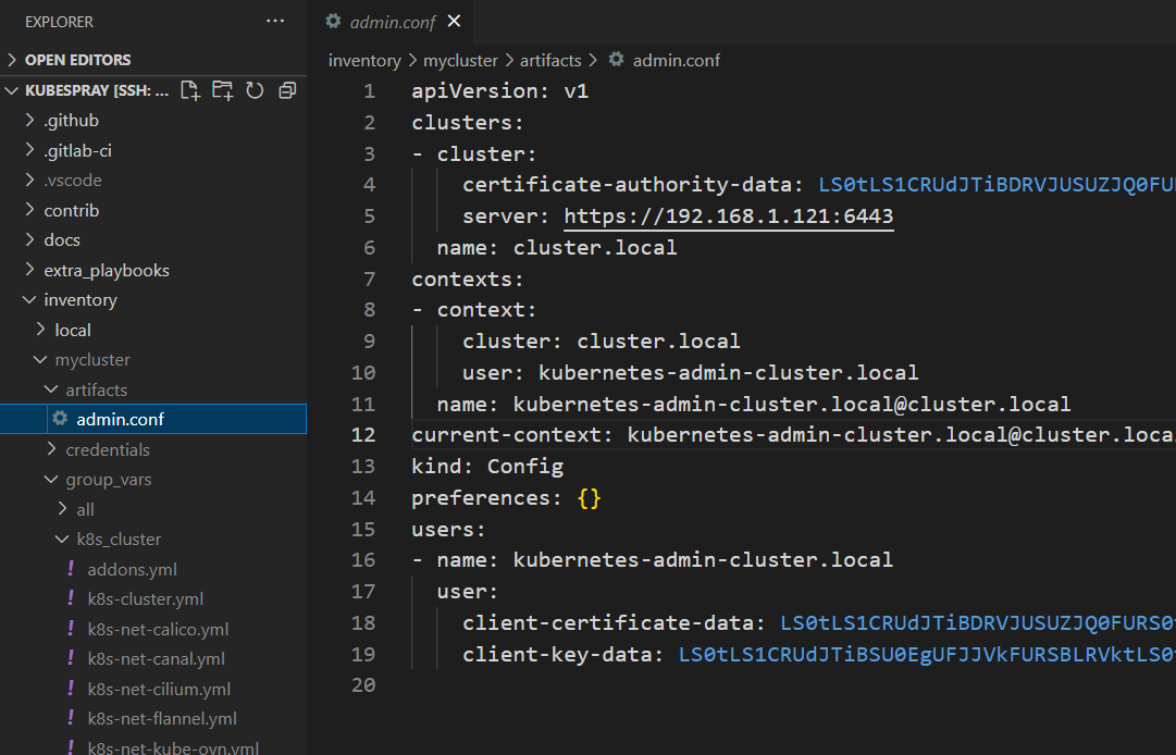 Cluster config file